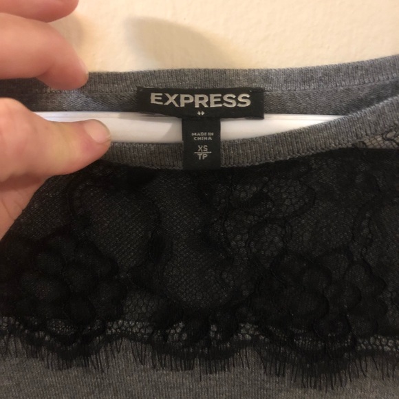 Half sleeve gray lace express sweater - Picture 3 of 3